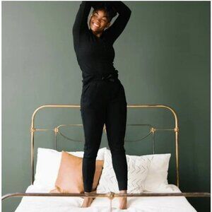 ZYIA Active Don’t Wake Me Thermal Pant High Rise Waffle Knit Jogger Black